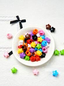 30pcs Star-Shaped Acrylic Hollow Beads With Large Hole, Pendant Jewelry Making Kit, Colorful Loose Beads For Phone Chain, Necklace, Earrings, Handmade Craft Materials - Colorful Stars - View 1