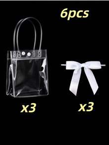 24/12/6/1pc Transparent Gift Bags, Clear PVC Tote Gift Bags With Bows, Perfect For Baby Shower, Birthday, Wedding, Bridal Shower And Halloween Party Decorations, Christmas Halloween Party Gift Bags - Multicolor - View 11