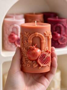 Classical Arch Relief Pomegranate Column Silicone Mold, Soft Silicone Material Easy To Demold, DIY Aromatherapy Candles, Plaster Ornaments, Fragrance Soaps, Resin Decor, Holiday Home Decor, Handmade Gift Making - Pomegranate Cylinder - View 2