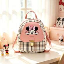Disney Minnie Mini Women's Backpack, Plaid Print Cute Cartoon Backpack, Dual-Use Shoulder & Crossbody, Sweet Casual Small Bag, Lightweight & Compact, Suitable For Daily Shopping, Short Trips. Perfect Gift For Cartoon Lovers And Sweet Style Enthusiasts. - A - View 11