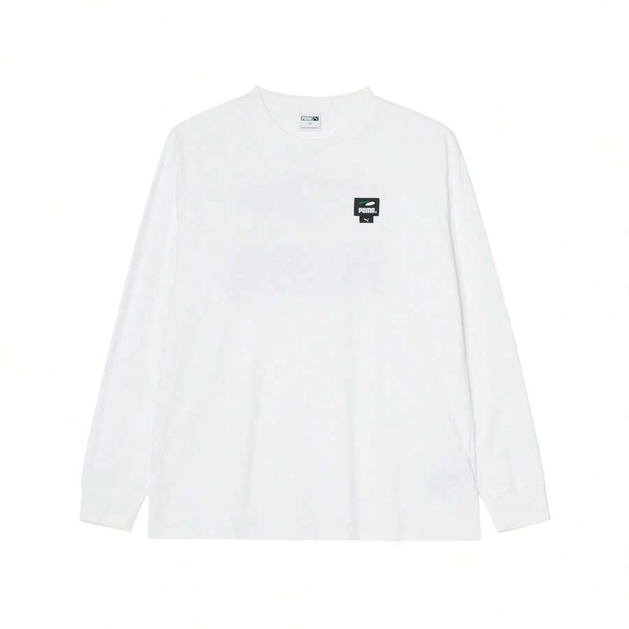 Puma Men's Spring/Autumn Round Neck Long Sleeve Sports T-Shirt, Comfortable Versatile Casual Long Sleeve Top 62813802 - White - View 1