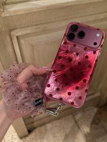 Cute 3D Gradient Glitter Phone Case With Lanyard, Compatible With IPhone 18 Pro Max 17 ProMax 17 Pro 17 Air 16 15 14 Plus 13 12 Pro Max 11, Luxury Shiny Protective Soft Shell - Ombre Pink + Rope - View 2