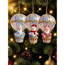 8/16/24 pieces, innovative wooden hanger decorations for Christmas, wooden hot air balloon hanger decorations for home and kitchen during Christmas, Mother's Day, Father's Day, hot air balloons, Santa Claus character patterns, festive hangers, hangin - Multicolor - Ver 4