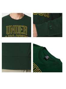 Under Armour Men's UA Icon HWT Terry OS Crew Dark Green Letter Crew Neck Casual Sweatshirt 1386548-301 - Forest Green - View 6