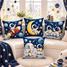 1pc/4pcs Astronaut Print Pillow Case, Suitable For Living Room Sofa Bedroom Daily Home Decor, Applicable For Daily Home Decor Throw Pillows, Pillow Insert Not Included - Multi-color a - View 2