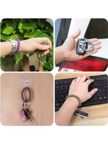 6PCS Stretchable Wristband Wristlet Keychain Wrist Key Chain Wristlet For Sauna Gym Pool ID Badge And Outdoor Sports - Multicolor - View 6