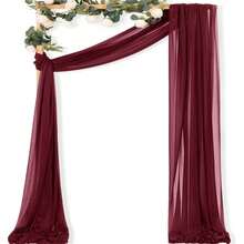 Rèm voan mỏng trang trí vòm 1/2 mảnh dài 4.4 yard, phù hợp trang trí tiệc, trần nhà, cổng cưới, lễ đón khách, Giáng sinh và các dịp khác - Đỏ rượu vang - Xem 8