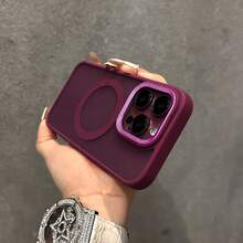 VOUVI 鑽石鏡頭磨砂防震手機殼，適用 18 17 16 15 14 13 12 11 Pro Max，相容 17 Air 16 15 14 Plus，男女通用進階手機配件保護殼 - 酒紅色 - 查看 25