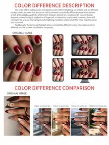 Charming & Convenient 24pcs Short Square Gradient Pink Sequin Nail Art Set, Press On Nails For Parties, Dancing And Daily Wear Nail Supplies - Pink - View 7