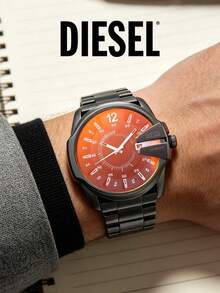 DIESEL DZ1965 Big Dial Men Quartz Wrist Watch, Date Display Function, Unique Side Crown Guard Design, Masculine Wristwatch For Office And Daily Wear - Black - View 3