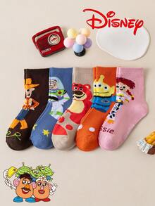 10/5/1 Pair Disney Kids Socks, Colorful Cartoon Character Mid-Calf Socks, Warm Autumn/Winter Christmas Gift Socks - Multicolor - View 3