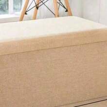 1pc Foldable Linen Storage Ottoman, Large Capacity, Suitable For Shoe Changing Or Sofa Bench, Multi-Functional Storage Stool - Beige - View 41