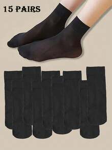 1/5/10/15/20 Pairs Black Breathable Stockings - Black - View 10