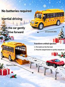 Children's Yellow School Bus Foldable Toy Set Including Foldable Track And Launcher, Portable Pocket Racing Car, Birthday Christmas Holiday Gift - Multicolor - View 4