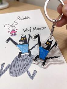 1/2pcs Personalized Acrylic Keychain, DIY Drawable Transparent Key Ring, Custom Photo & Hand-Drawn Art Key Pendant, Unique Customized Key Charm, Suitable For Birthday Party Favors, Children's Art Crafts, Children's Painting Souvenirs, Cartoon Art Keychain - Multicolor - View 8