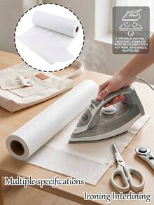 Iron-On Interlining, White Non-Woven Fusible Interlining Roll - Double-Sided Ironing Stable Interlining, For Sewing, Quilting, Sewing Supplies, Crafts, Clothing, Bags, Home Decor - A - View 1