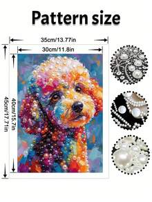 DIY Colorful Teddy Dog Pearl Painting Set, Frameless Handmade Pearl Mosaic Wall Decoration. - A - View 6