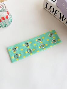 1pc Dopamine Heart Print Metal Eyelet Wide Headband, High Elastic Fabric Hollow Design Sweet Cool Girl Fashion Versatile Hair Accessory - Multicolor - View 13