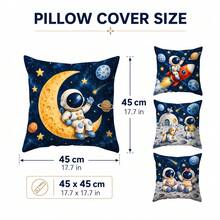 1pc/4pcs Astronaut Print Pillow Case, Suitable For Living Room Sofa Bedroom Daily Home Decor, Applicable For Daily Home Decor Throw Pillows, Pillow Insert Not Included - Multi-color a - View 12