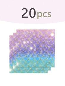 50pcs Mermaid Theme Disposable Party Set - 7/9 Inch Plates, 9oz Cups, 2-Ply Soft Napkins - Birthday Party, Wedding Reception, Friends Gathering, Holiday Dinner, Theme Celebration, Picnic Essentials - A - View 10
