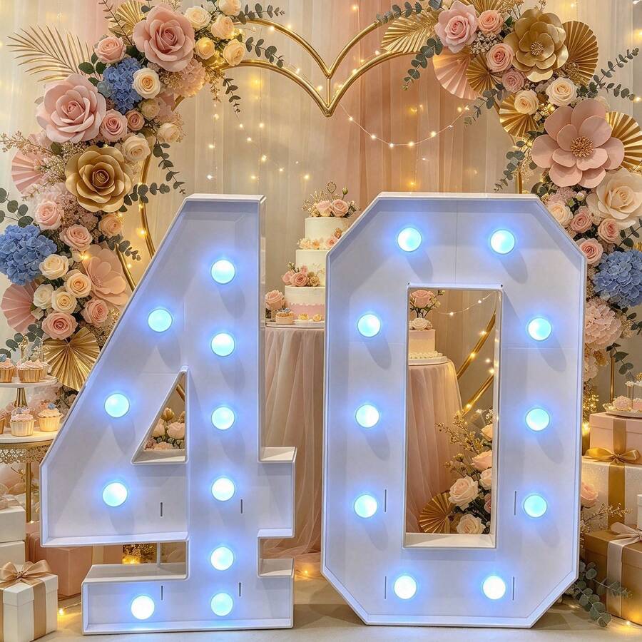92cm Large Marquee Number Kit 1Pc Cold White Light Up Mosaic Frame, DIY ...