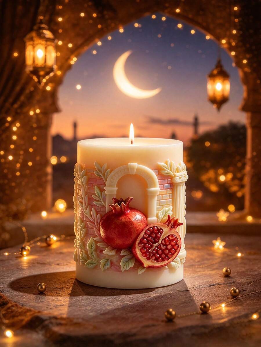 Classical Arch Relief Pomegranate Column Silicone Mold, Soft Silicone Material Easy To Demold, DIY Aromatherapy Candles, Plaster Ornaments, Fragrance Soaps, Resin Decor, Holiday Home Decor, Handmade Gift Making - Pomegranate Cylinder - View 1