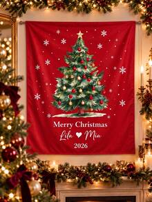 Personalized Christmas Decoration Banner, Customized Design Christmas Wall Decor, Customizable With Your Name, Room Decoration Wall Decor, Home Decor, Party Decoration, Suitable As Holiday Gift, Anniversary Gift, Christmas Gift, Christmas Home Decor - Multicolor - View 5