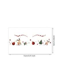 1 Sheet Temporary Tattoo Sticker Christmas Reindeer Pine Tree Bauble Holly Star Pattern 2PCS Waterproof Long Lasting Face Art Decal Easy To Apply For Women Christmas Party Makeup Accessory - Multicolor - View 5