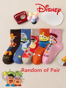 10/5/1 Pair Disney Kids Socks, Colorful Cartoon Character Mid-Calf Socks, Warm Autumn/Winter Christmas Gift Socks - Multicolor - View 17