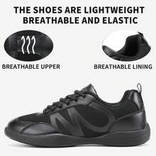 Women Mesh Patchwork Lace Up Casual Sneakers, Low Top Daily Commute Walking Sports Shoes - Black - View 2
