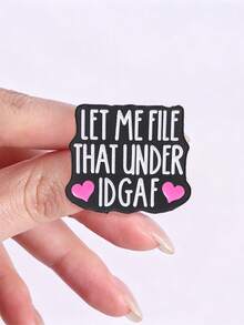 Sassy Slogan Enamel Pin, Black White Text With Pink Heart Metal Brooch For Backpack Jacket Decor - Multicolor - View 7