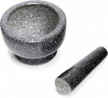 Small Granite Mortar And Pestle, 13 * 8 Cm, Gray Stone Grinding Set, Suitable For Garlic, Spices, And Chili Peppers - Grey - View 3