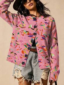 ASHKATIA Women's Plus-Size Vintage Cardigan Sweater, Fall Winter Knit For Social Occasions - Multicolor - View 2