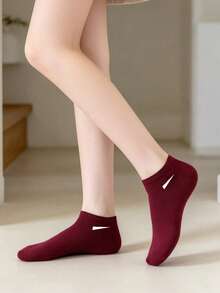 10 Pairs Unisex Burgundy Boat Socks, Sweat-Absorbent Breathable Comfortable Invisible Socks, Suitable For Daily Wear, Sports, Business, Unisex, All Seasons, Best Gift Choice For Back To School And Holidays - Burgundy - View 5