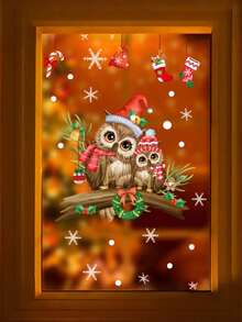Brodark 1pc Christmas Tree Branch Cartoon Owl Glass Sticker Christmas Window Decoration Sticker Self-Adhesive Wall Sticker 2026 Christmas Glass Sticker Self-Adhesive Double-Sided Visible Static Sticker - 1PC - View 9