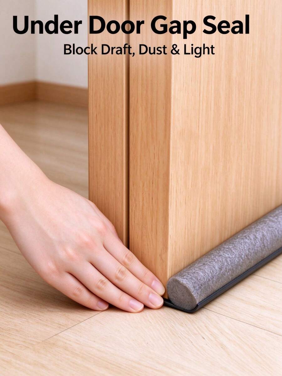 1pc Grey Cuttable Door Bottom Draft Stopper, Double-Sided Door Bottom Seal Strip, Soundproof, Windproof, Dust-Proof Blocking Strip, Suitable For Bedroom Indoor Doors - Multicolor - View 1