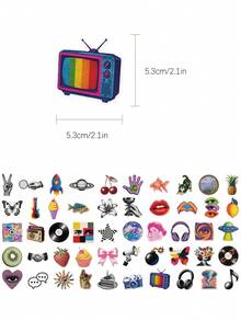 50pcs Y2K Style Stickers For Journaling, Scrapbooking, Planner, Envelopes, Greeting Cards, Laptop, Suitcase, Phone, Guitar, Skateboard, Luggage - Y2K Style - View 2