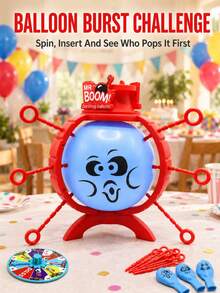 Mr Boom Balloon Popping Game, Inflatable Balloon Bomb Party Game, Suitable For Kids And Adults, No Tools Assembly Required, Rotating Wheel Push Rod Lucky Draw Game, Fun And Exciting Party Game Night Pajama Party, Kids Birthday Christmas Gift, Party Game - Multicolor - View 2
