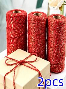 20m Red And Gold Braided Rope, Decorative Rope, Suitable For Gift Box Packaging, Christmas, Wedding, Birthday, Thanksgiving, DIY Crafts, Holiday Decoration, Label Tying, Home Decor, Handmade Crafts - Set - View 7