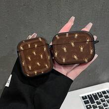 1PC Vintage Brown Glitter Candle Print Earphone Protective Case Compatible With AiPods1/2, AirPods3, AirPods4, AirPods5, AirPodsPro, AirPodsPro3 Full Coverage Anti-Drop Soft Shell With Hook - Black - View 2