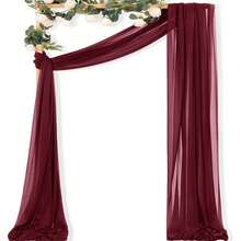 Arched Valance 1/2 Pieces 4.4 Yards Sheer Backdrop Curtain, Suitable For Decoration In Parties, Ceilings, Wedding Arches, Receptions, Christmas And Other Occasions. - Wine Red - View 7