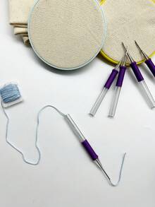 [1/5/10 Set]Fine Tip Punch Needle Set, Transparent Handle Yarn Punch Needle, With Threading Tool, For Making Keychains, Small Ornaments, Fabric Appliqué, Pillow Patterns, And Christmas Decorations, Punch Needle Embroidery Handmade - Fine-tip Needle - View 9