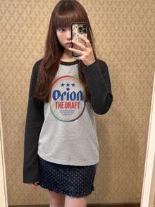 Women's Y2K Retro Colorblock Beer Print Round Neck Long Sleeve Letter T-Shirt, Japanese Street Style Versatile Student Casual Top For Autumn/Winter/Spring - Dark Gray - View 3