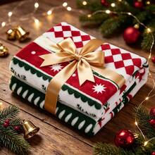 1pc Christmas Striped Reindeer Christmas Tree Digital Print Flannel Blanket - Modern Style, All-Season Comfortable Soft Polyester Knitted Material, Multi-Purpose, Suitable For Sofa, Bed, Travel, Camping, Chair, Gift Blanket - Multicolor - View 8