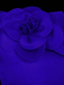 Plus Size Royal Blue One Shoulder Jumpsuit 3D Large Flower Wide Leg Formal Jumpsuit Elegant Outfit For Wedding Guest Church Evening Party - Blue - View 8