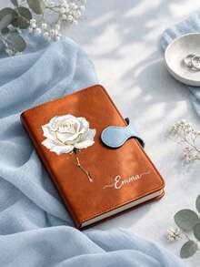 Custom Floral Daisy Notebook, Personalized Name Journal, Back To School Essential, Fashion Hardcover Notebook, Student Gift, Teacher And Student Back To School Gift, Daily Writing Planner, Decorative Floral Cover Notebook - Multi-color - Round Button Month Flower Notebook - View 4