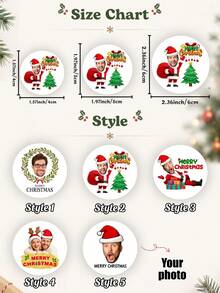 Custom Photo Christmas Stickers, Personalized Face Round Stickers, Merry Christmas Labels For Gift Envelope, Holiday Party Decor, Cute Xmas Gift For Family, Friends & Colleagues - Multicolor - View 4