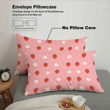 3pcs Strawberry Pattern Duvet Cover Set (1 Duvet Cover + 2 Pillowcases, No Inserts), Sweet Style, Healing & Cute, Soft & Comfortable, Bedroom Bedding Set, Suitable For All Seasons, Suitable For Bedroom, Guest Room, Room Decor - Multicolor - View 7