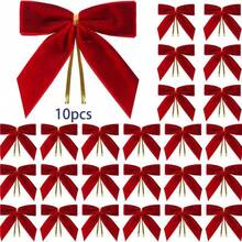 5pcs Christmas Bow Christmas Tree Hanging Ornaments Holiday Decoration Velvet Bow Accessories - Multicolor - View 7