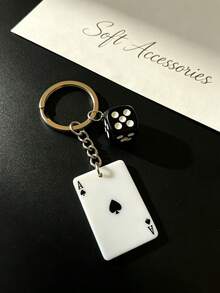 1pc Poker Card Dice Pendant Keychain Key Chain Bag Accessory Charm, Suitable For Wallet, Handbag And Other Bag Decoration Accessories - Multicolor - View 5